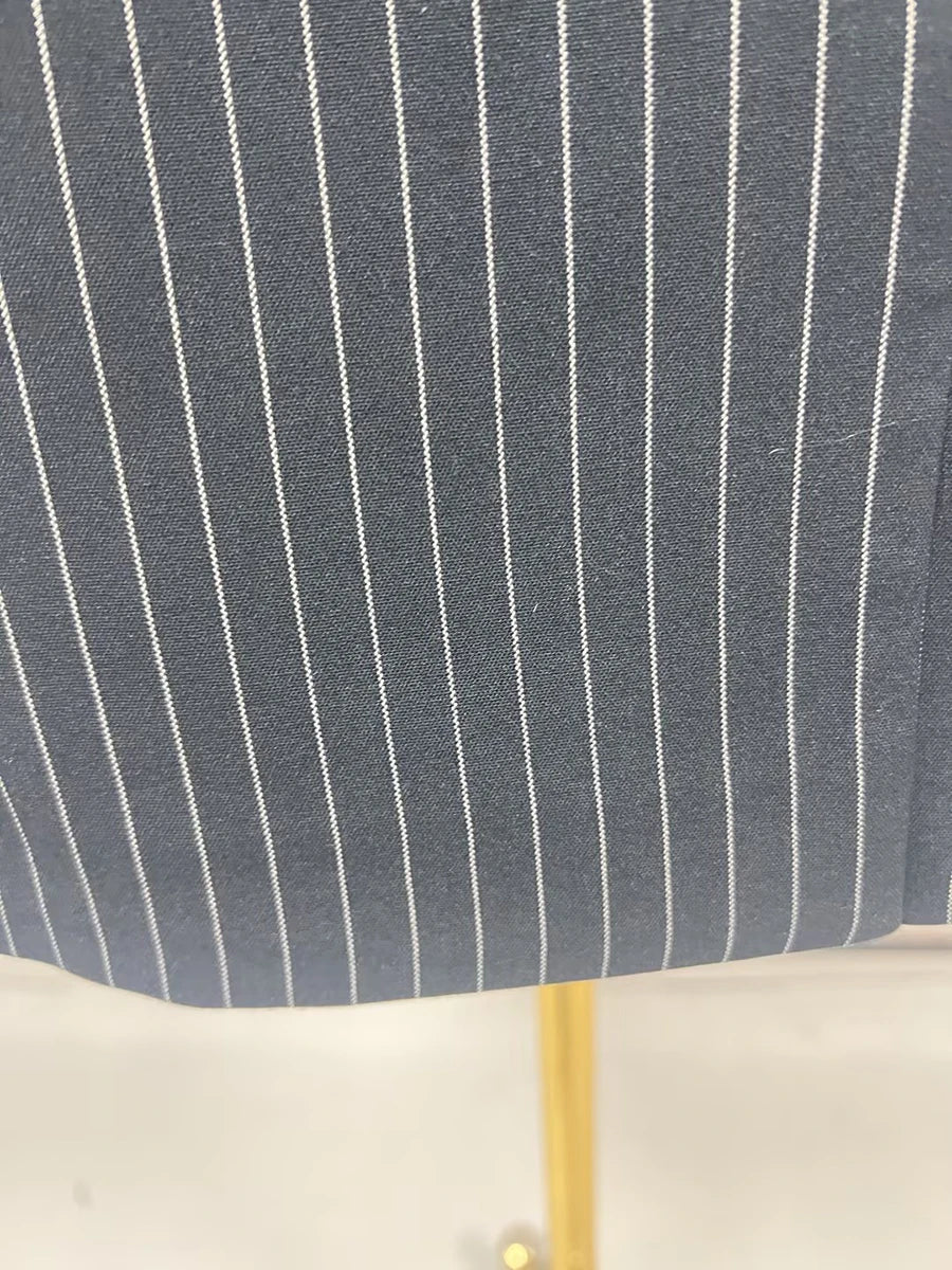 TWOTWINSTYLE Striped Temperament Blazers For Women Notched Collar Long Sleeve Tunic Patchwork Double Breasted Coats Female New