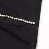 TWOTWINSTYLE Solid Wide Leg Pants For Women High Waist Hollow Out Spliced Diamonds Loose Straight Pant Female Fashion Clothing