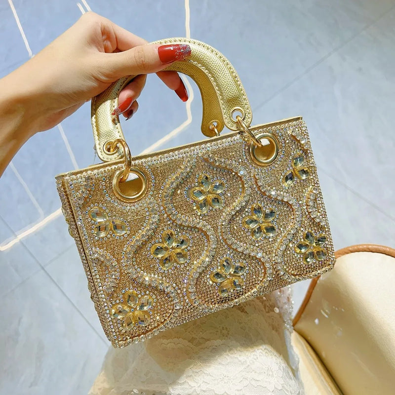 Luxuriöse Damen-Abendtasche, handgefertigt, glänzende Diamantverzierung, modische Umhängetaschen, Damenhandtaschen für Hochzeitsfeiern
