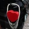 Bling Tassel Heart-shape Satin Bag Glitter Rhinestone Diamond Evening Bag Women Handbag Wedding Party Clutch Purse Crossbody Bag