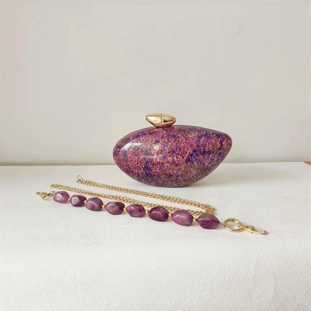 Shell Brand Pearl Brown Marble Acrylic Box Clutches Evening Bag Wedding Party  Female Mini Purse Evening Female Bridal Handbag
