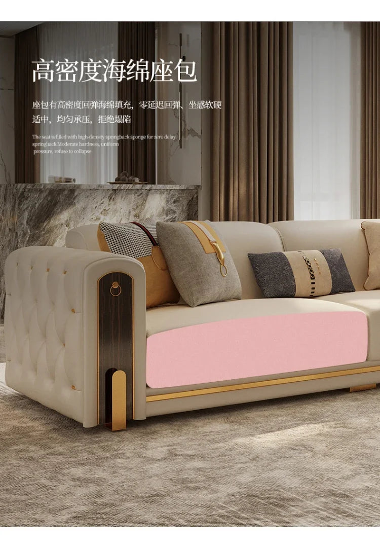 Elegant Luxury Modern Sofa Designs Royal Set Designer Leather Sofa Lounge Loveseat Divano Soggiorno Living Room Furniture