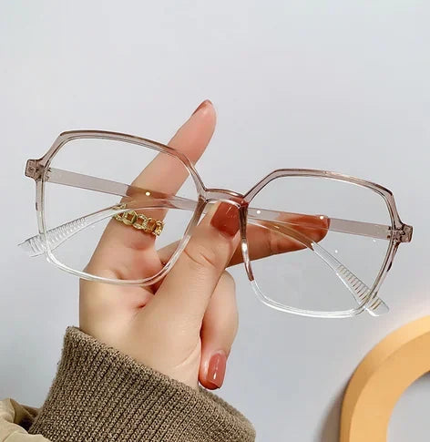 Fashion Anti Blue Light Glasses Ultra-Light Transparent Korean Gradient Big Square Frame Men Women Eye Protection Spectacles