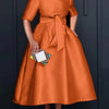 VONDA Elegant Women Satin Short Sleeve Midi Dress 2024 Summer Vestidos Casual Belted Loose Solid Color Long Sundress Oversized