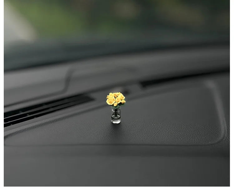 Dainty roses car center console window ornament mini cure car accessories ladies car personality beautiful interior ornaments