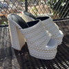 Luxury Handmade Full Rhinestones Platform Wedges Women Slippers Sandals Fashion Summer High heels Mules Slides Chunky Shoes