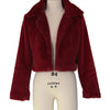 Fashion Faux Fur Open Stitch Lapel Crop Jackets Women Clothing Autumn Winter Solid Long Sleeve Warm Furry Fluffy Coat Outer Wear