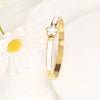 6 Colors Classic Luxury Stainless Steel Five Leaf Flower Open Bangle Simple for Woman Girl Party Trend Enamel Jewelry  Clover