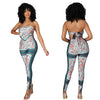 Summer Printed Two Piece Pants Set Sleeveless Crop Top Women Satin Fabric Stretchy Yoga Women 2 Pieces Sets Don Legging Set