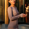 Tossy Female Pleated Sexy Maxi Dress Patchwork Twist Slim Long Sleeve Solid Y2k Autumn Streetwear Dress Women's Bodycon Dress