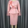 Church Dresses for Women Elegant Ruffles Long Flare Sleeves Sequined Party Bodycon Peplum Classy Occasion African Wedding Guest
