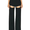 TWOTWINSTYLE Solid Wide Leg Pants For Women High Waist Hollow Out Spliced Diamonds Loose Straight Pant Female Fashion Clothing