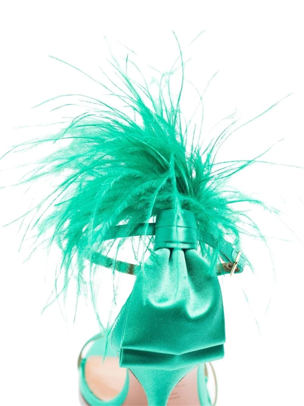 Summer new feather flower silk ribbon sexy open-toe sandals thin high-heeled banquet dress fashionable large-size women's shoes