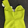 White Moth Orchids One Shoulder Yellow Green Ankle Length Bandage Dress Celebrity Party Evening Dress Woman Voaction Outfit