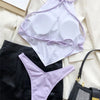 Sexy Halter Bandana Bikinis Set Swimwear Women Thong Swimsuits Backless Bathing Suit Bikini 2024 Mujer Swim Wear Biquini Summer