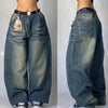 2024 New American Trend Retro Hip-hop Embroidery Pattern Baggy Jeans For Men And Women Y2K Harajuku Gothic Wide Pants Streetwear