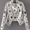 Lautaro Runway Cut Out Short Faux Leather Jacket Golden Rivet Cool Stylish Designer Clothes Women European American Fashion 2022