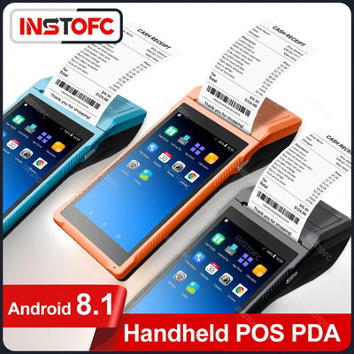 Handheld POS Receipt Printer for Android 8.1 1D 2D QR Barcode Scanner PDA Terminal Support 3G WiFi Touchscreen 58mm Width