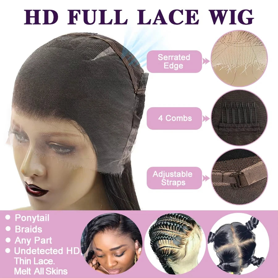 Deep Wave Human Hair Wig 360 Full Lace Hidden Strap Pre Plucked Glueless Natural Look Invisible Band Wig For Black Women