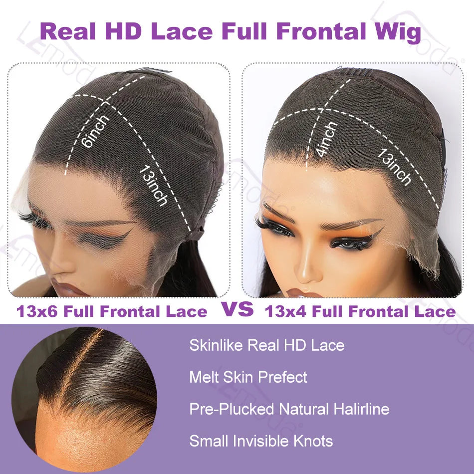 250 Density 13x6 HD Lace Frontal Wig Invisible Real HD Lace 13x4 Full Frontal Lace Wig Straight Pre Plucked Virgin Human Hair