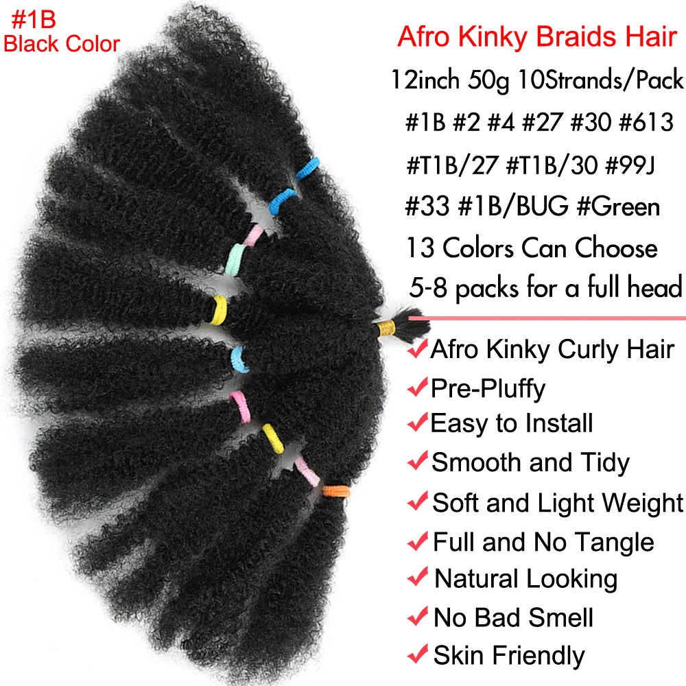 Afro Kinky Curly Hair Bulk Synthetic 12inch Ombre Marley Twists Braiding Hair #1B 4 27 30 33 99J Green Ombre Purple Brown Colors