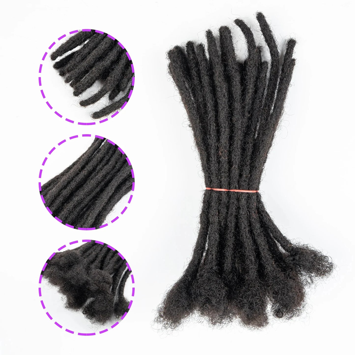 6 Inches Dreadlock Extensions Human Hair 0.6cm Width Full Handmade Loc Extensions Crochet Hair Human Hair for Man Women