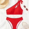 Bikini 2025 New Swimsuit Women Swimwear Solid Black One Shoulder Bikinis Set Bathing Suit Female Two Pieces Beach Wear Biquini