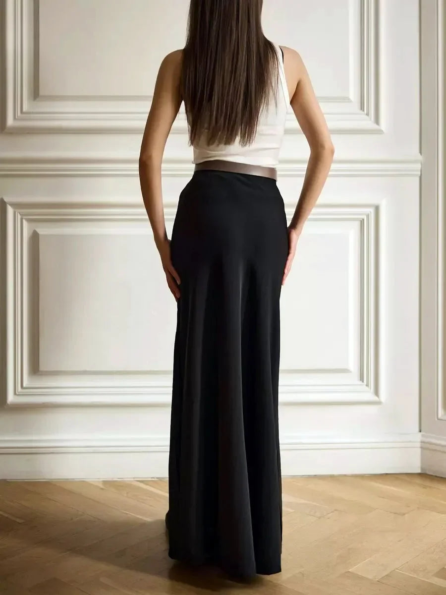 Wolfeel Casual Satin Women'S Skirt Spring Summer Fashion Loose High Waist Maxi Skirts Elegant Simple Slik Fishtail Skirt