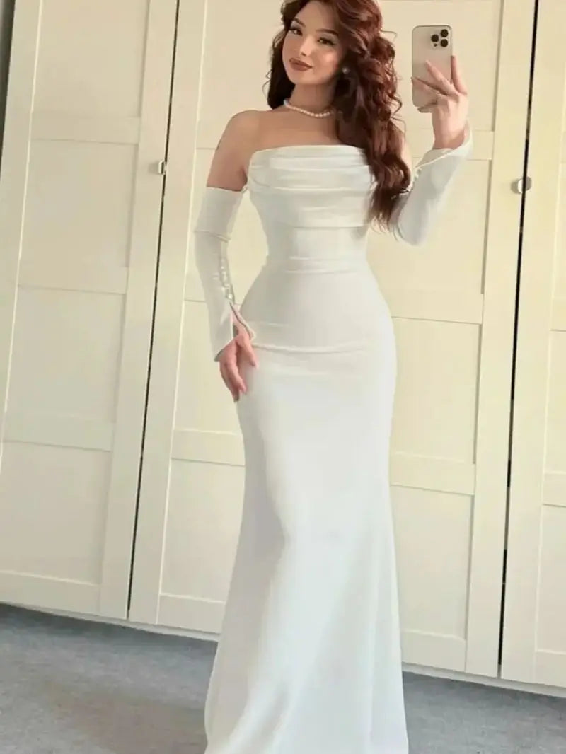 Customized Mermaid Evening Dress Party Classic  Jersey Strapless Dresses Modern Saudi Arabia Available in Colors Celebrity Gowns
