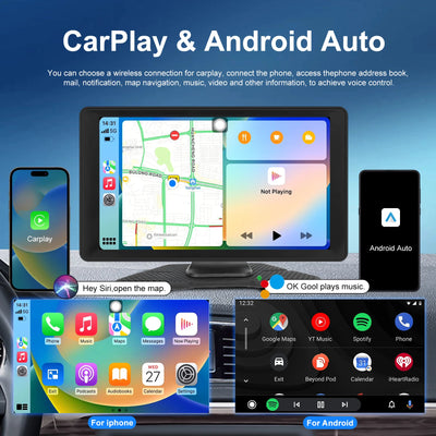 Podofo 9" Car Radio Multimedia Video Player Wireless Carplay Android Auto Car Mirror DVR Recorder Dashboard For Nissan Toyota