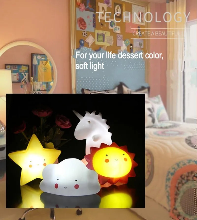 Led Night Light Baby Room Decoration Bed Stars Moon Clouds Toy Bedroom Decoration Modeling Light Baby Children's Toy Gift