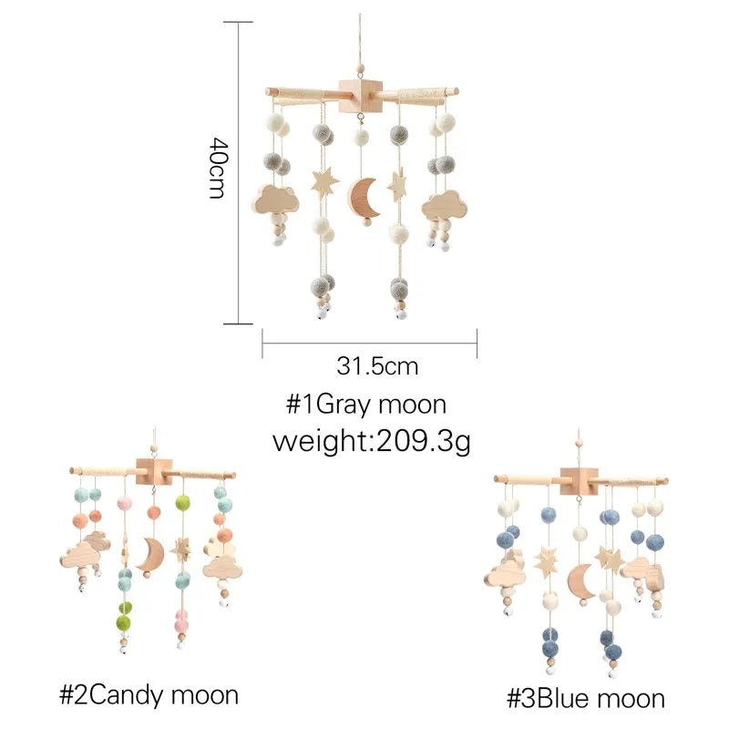 Crib Mobile Bed Bell Wooden Baby Rattles Soft Felt Cartoon Animal Bed Bell Newborn Music Box Hanging Toy Crib Bracket Baby Gifts