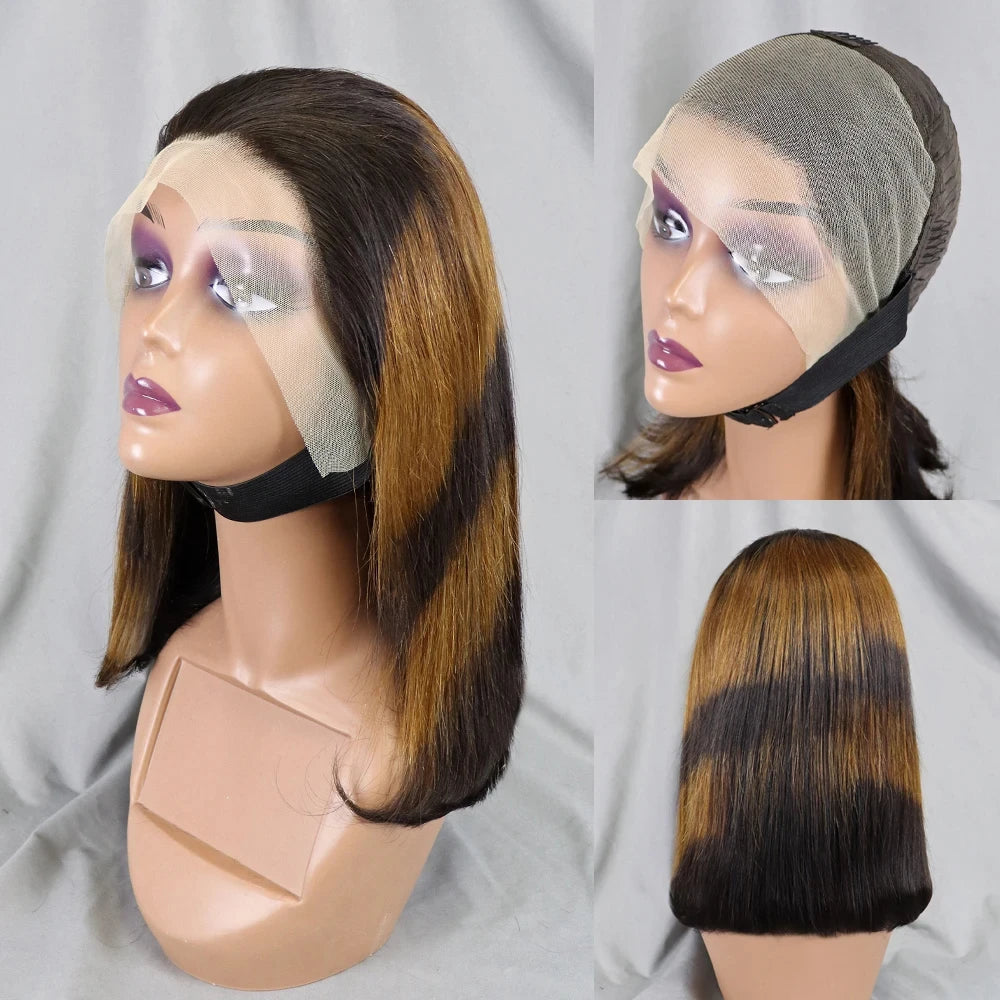 4/30/4 Color Human Hair Bob Wig Straight 13x4 Lace Front Human Hair Wigs Brazilian Wig Short Human Hair Bob Wigs Ombre Wig