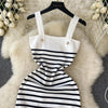 Striple 2024 Sexy Summer Knit Strap Dress Women Tank Elatic Waist Bodycon Sundress Female Beach  Backless Midi Dress