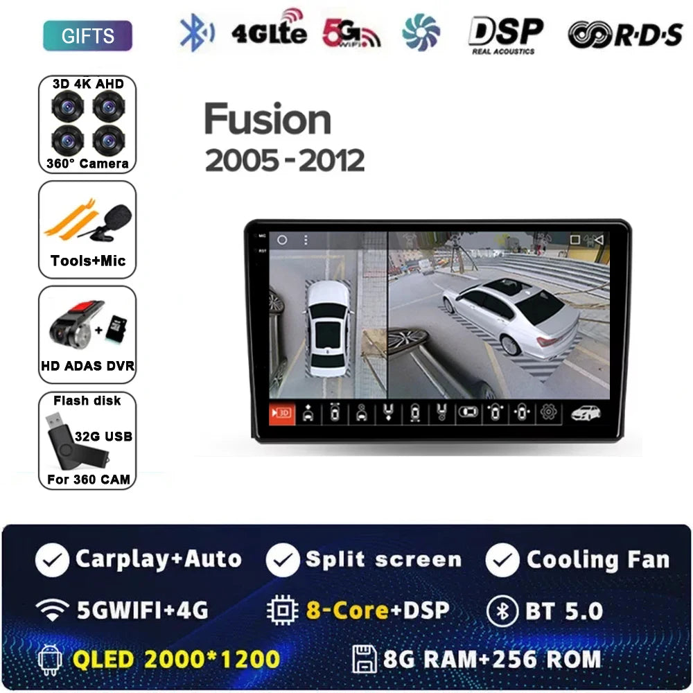 For Ford Fusion 1 2005 - 2012 Android 14 Carplay Auto Car Radio Multimedia Video Player Navigation GPS  No 2Din 2 Din DVD DSP 4G