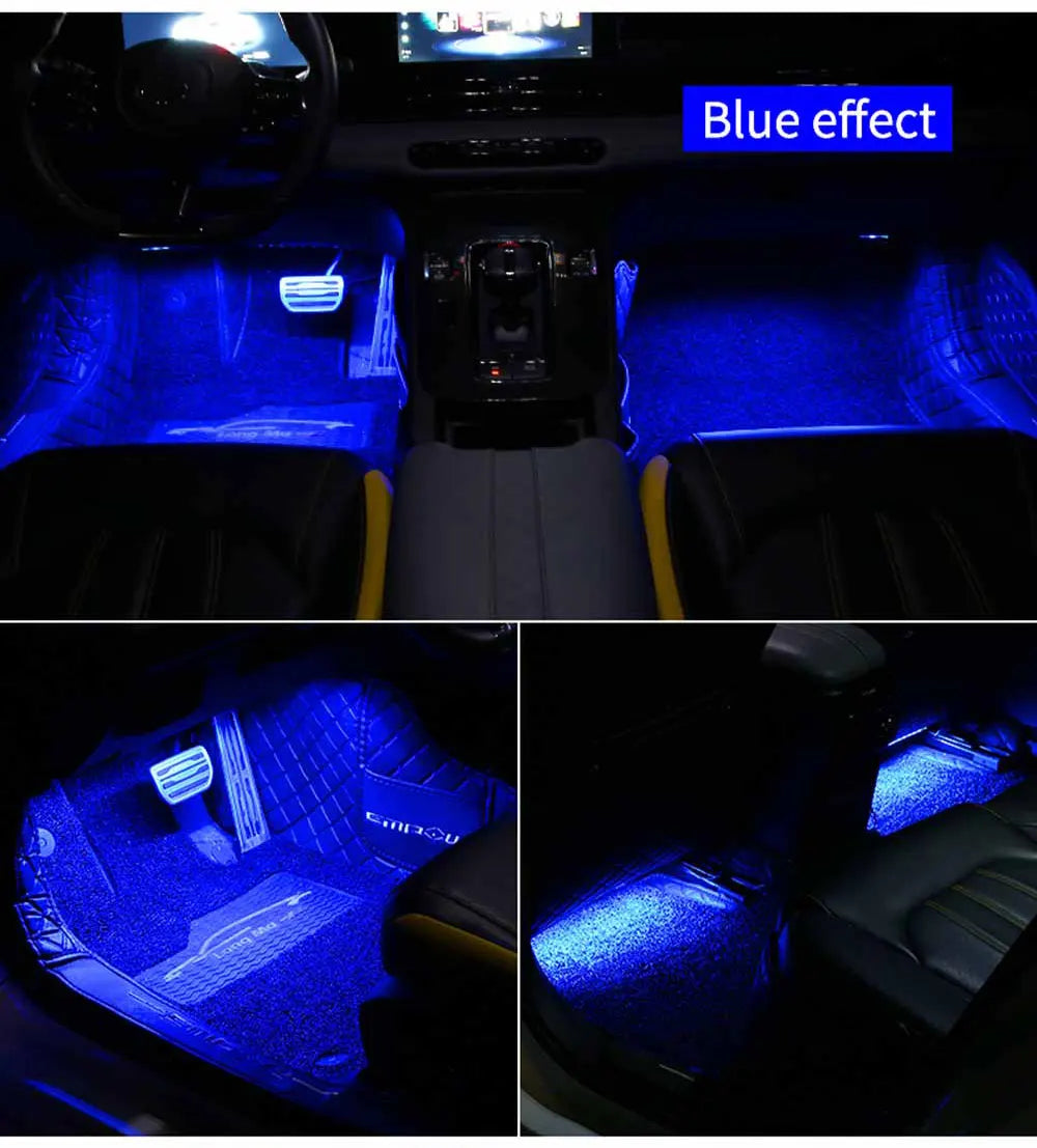 Neon LED Car Interior Ambient Foot Strip Light Accessories Back light Remote App Music Control Auto Decorative Atmosphere Lamp