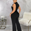 Znaiml Office Lady Jumpsuit High Waist Elegant Black One Pieces Chain Short Sleeve Straight Wide Leg Romper Birthday Overalls