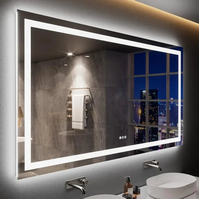 72X40 LED Bathroom Mirror with Lights, Anti-Fog, Dimmable, Backlit + Front Lit, Lighted Bathroom Vanity Mirror for Wall