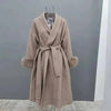 UCXQ Elegant OL Office Lady Overcoats Fur Patchwork Long Sleeve Woolen Coat Beautiful Women's Clothing Jacket Autumn 2025 Winter