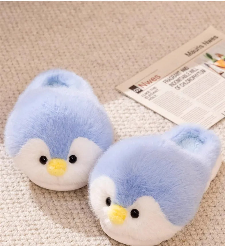 Funny Fuzzy Penguin Slippers Girls Novelty Indoor Shoes Women Soft Furry Slippers Female Plush Home Shoes Animal Flip Flops