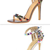 Summer Women Roman High Heels Rivets Studded Sandals Stiletto Gladiator Pumps Open Toe Luxury Shoes Hollow One-word Buckle 267-2
