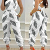 New Summer Fashion Printed Sleeveless Jumpsuit Sexy Hollow Backless Lace Up Long Jumpsuits Elegant Casual Jumpsuit With Pocket