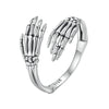 BAMOER Genuine 925 Sterling Silver Vintage Hug Hand Open Ring for Women Retro Finger Ring Fine Jewelry Birthday Gift BSR608-E
