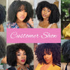 Afro Kinky Curly Wigs with Bangs 250% Density Brazilian Remy Human Hair Full Machine Made Wigs Short Afro Curly Wigs For Women