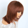 Lekker 12" Short Brown Wolf Cut Straight Bob Human Hair Wigs With Bangs For Women Brazilian Remy Hair Ready to Wear Glueless Wig