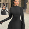 BKQU Elegant Off Shoulder Long Sleeve Mini Dress Women Sexy Strapless Backless Slim A-Line Short Dress Lady Chic Party Vestidos