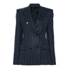 TWOTWINSTYLE Striped Temperament Blazers For Women Notched Collar Long Sleeve Tunic Patchwork Double Breasted Coats Female New