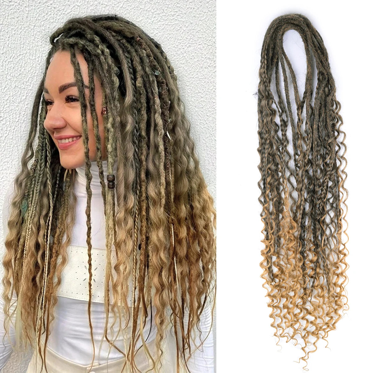 Handmade Dreadlocks Hair Extensions 24Inch Soft Crochet Dreadlock Braids Hair Synthetic Faux Locs Braids Hair For Women And Men