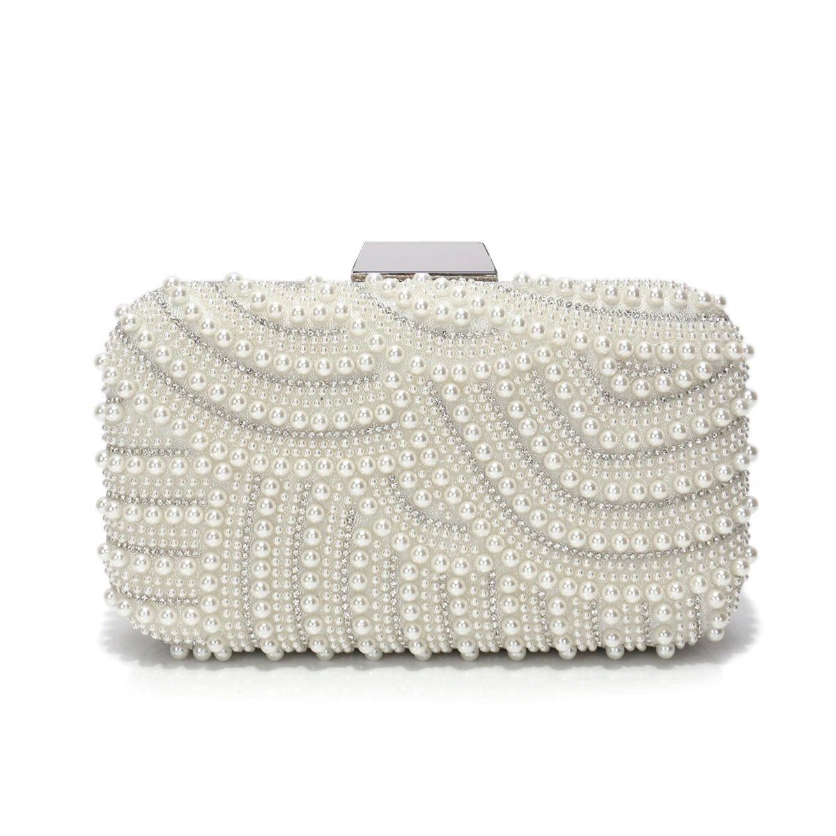 Beading Women Clutch Bags Pearl Hollow Out Metal Chain Shoulder Handbags Flap Glitter Rhinestones Party Dinner Prom Cocktail Eve