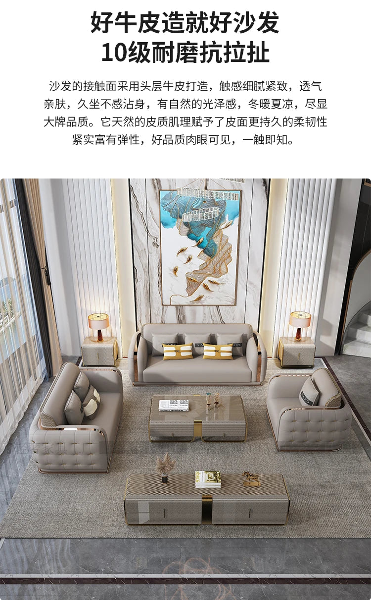 Luxury Fancy Living Room Sofa Genuine Leather Designer Italian Sofa Loveseat Single Canape Salon De Luxe Apartment Furniture